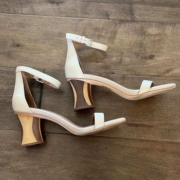 Jeffrey Campbell Ivory Leather Striped Sandal One Strap Heels US 8.5 - Picture 4 of 7